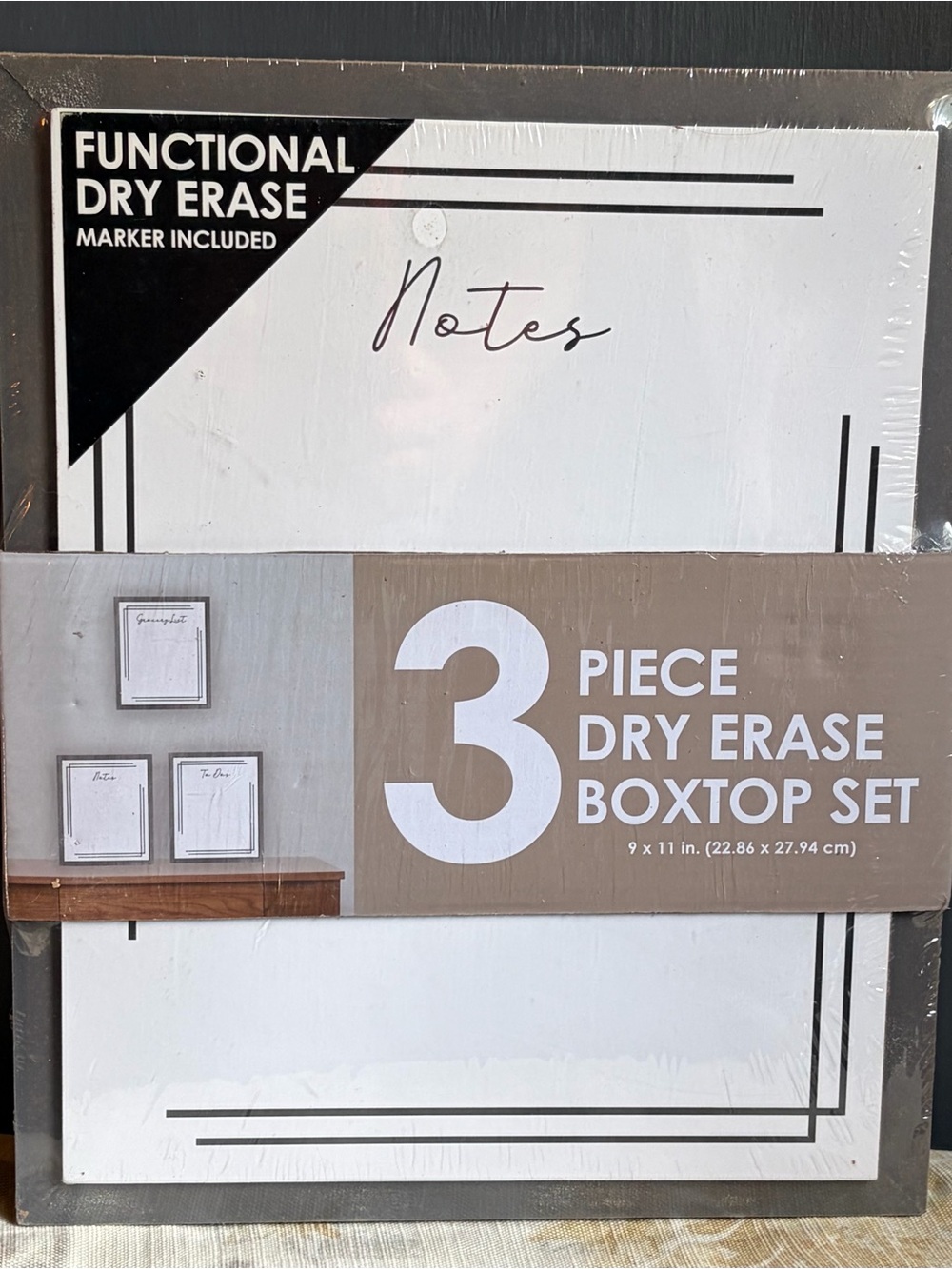 3-Piece Dry Erase Box Top Set - White & Black
